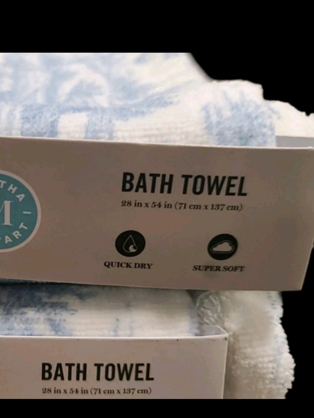 6pc Martha Stewart Blue Toile Velour Bath Hand Tip Towel Set 100% Cotton NEW - Picture 14 of 16